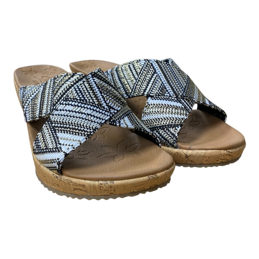 Sandals Heels Wedge By Skechers In Black & White, Size:8