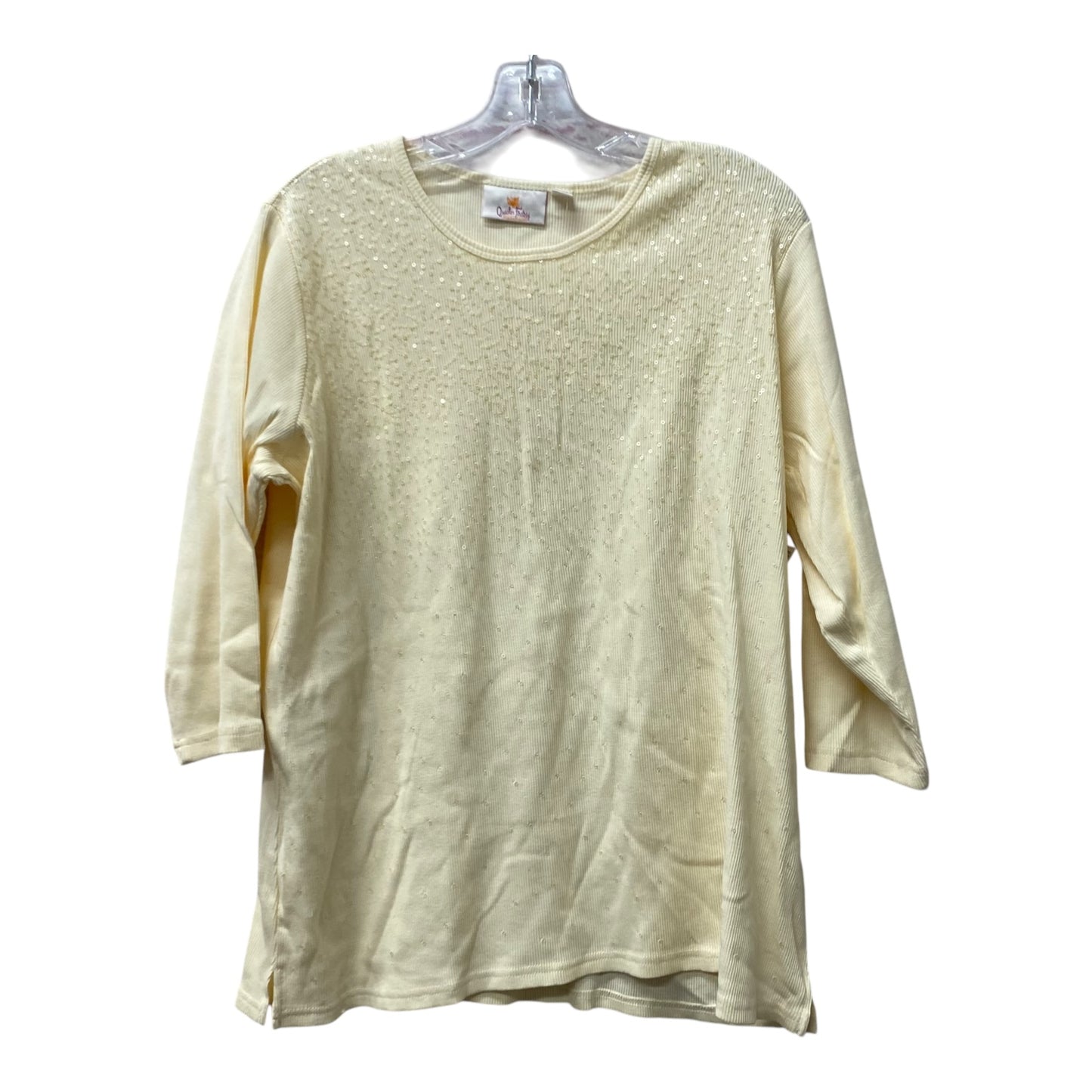 Top 3/4 Sleeve By Quaker Factory In Cream, Size:1X