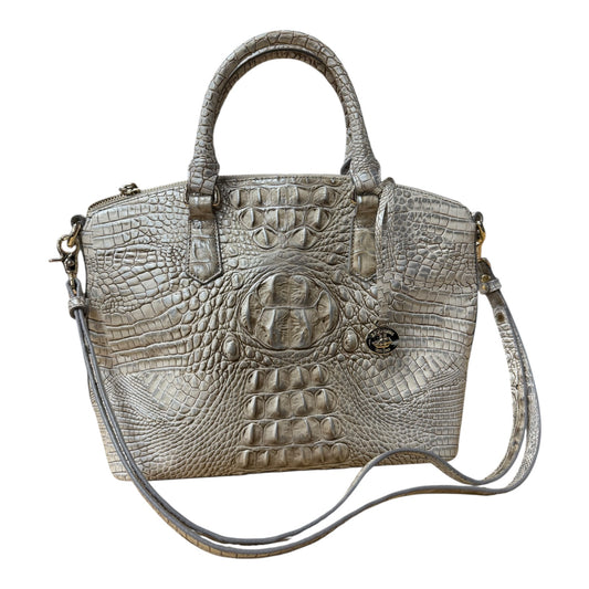 Handbag Designer By Brahmin In Grey & Tan, Size:Medium