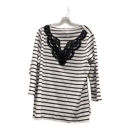 Top 3/4 Sleeve By Croft And Barrow In Black & White, Size:1X