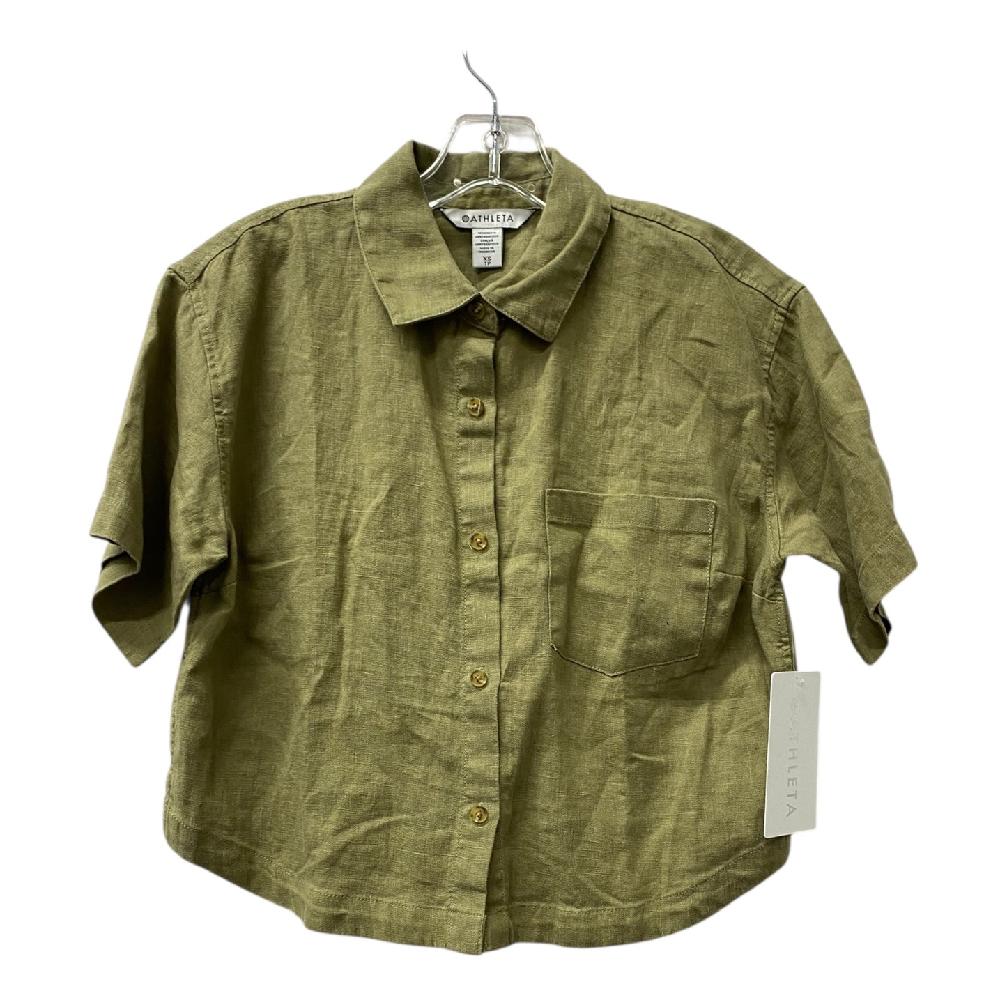 Blouse Ss By Athleta In Green, Size:Xs