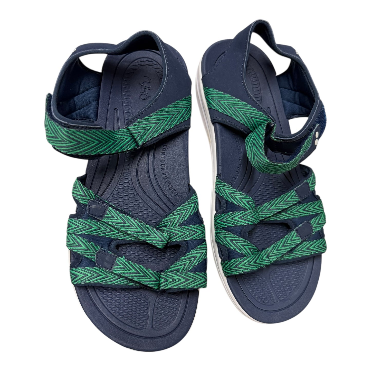 Sandals Flats By Ryka In Blue & Green, Size:10