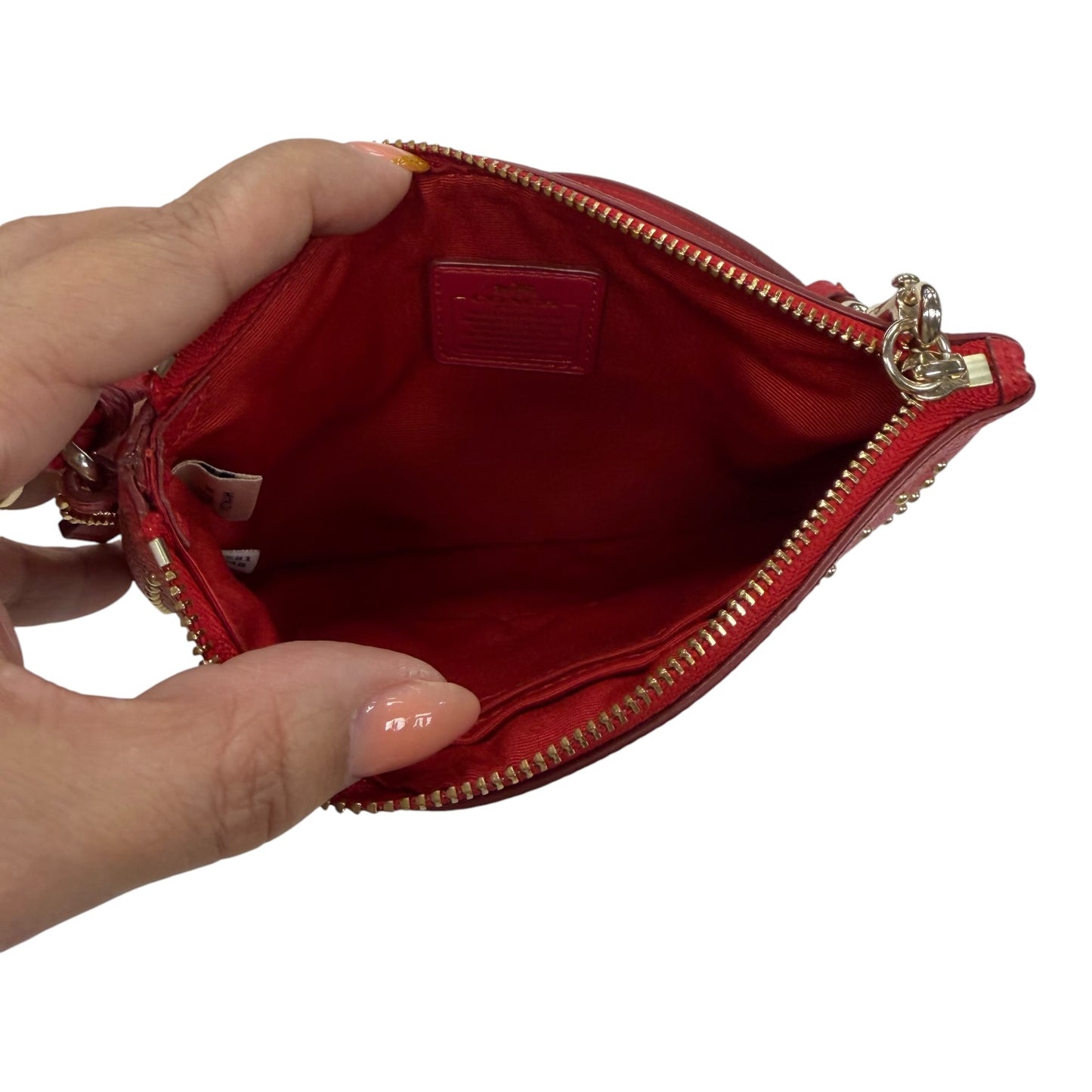 Wristlet Designer By Coach In Red, Size:Medium