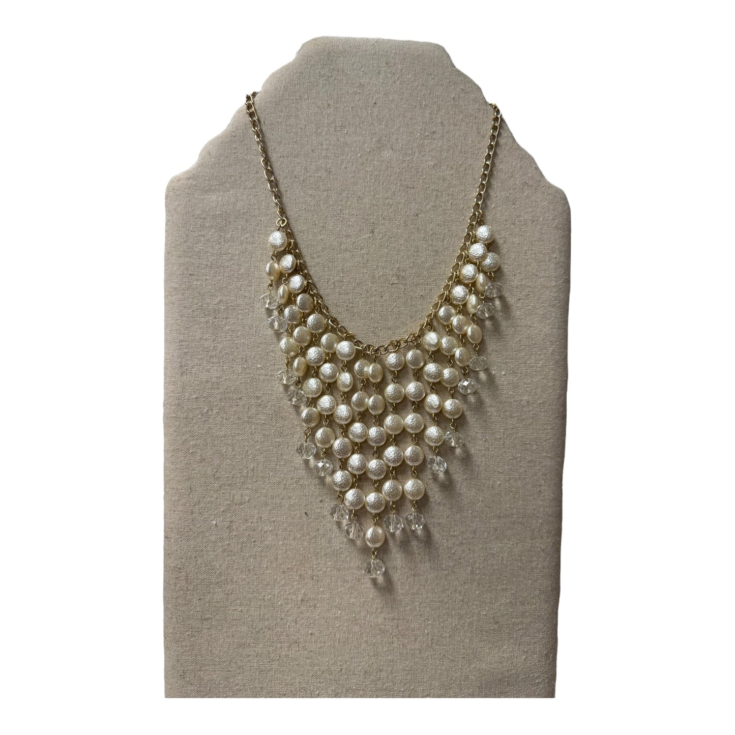 Necklace Statement  In Gold & White