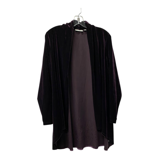 Cardigan By Susan Graver In Purple, Size:1X
