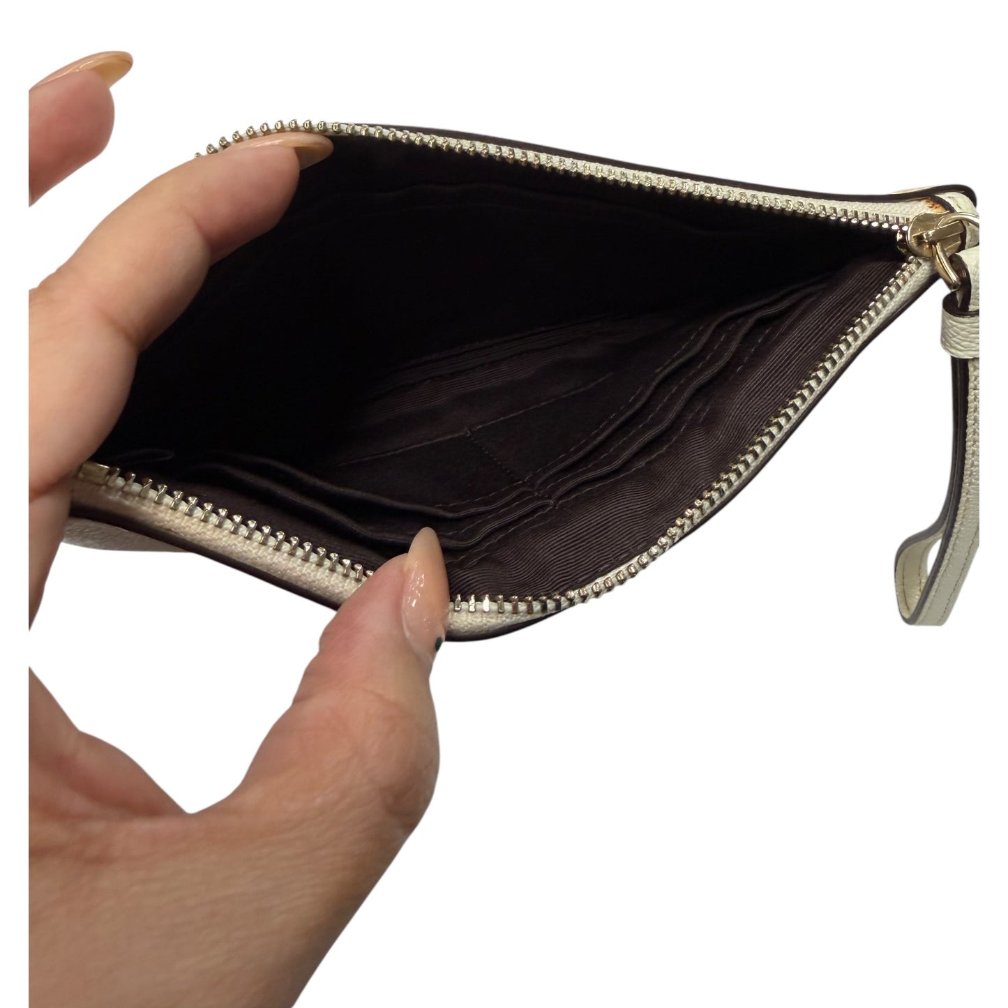 Wristlet Designer By Coach In Cream & Pink, Size:Medium