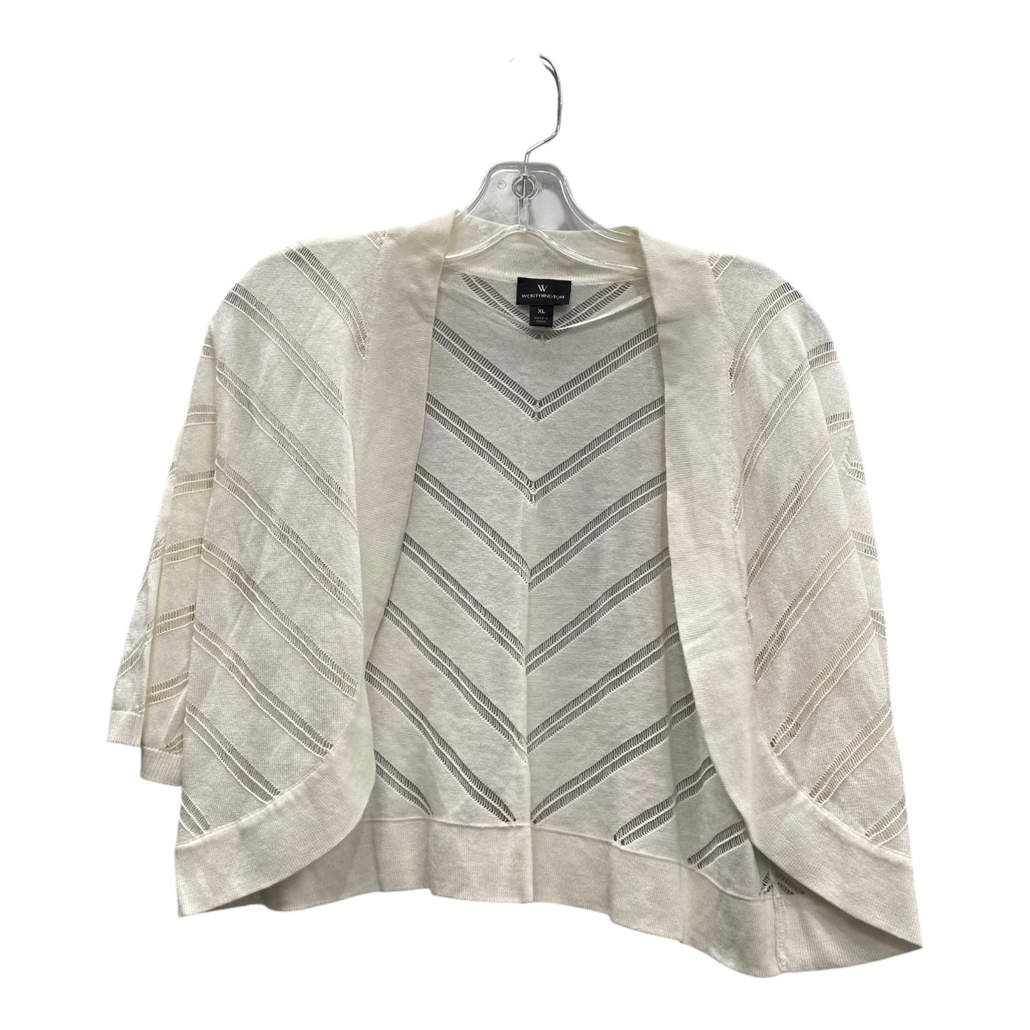 Sweater Cardigan By Worthington In Cream, Size:Xl