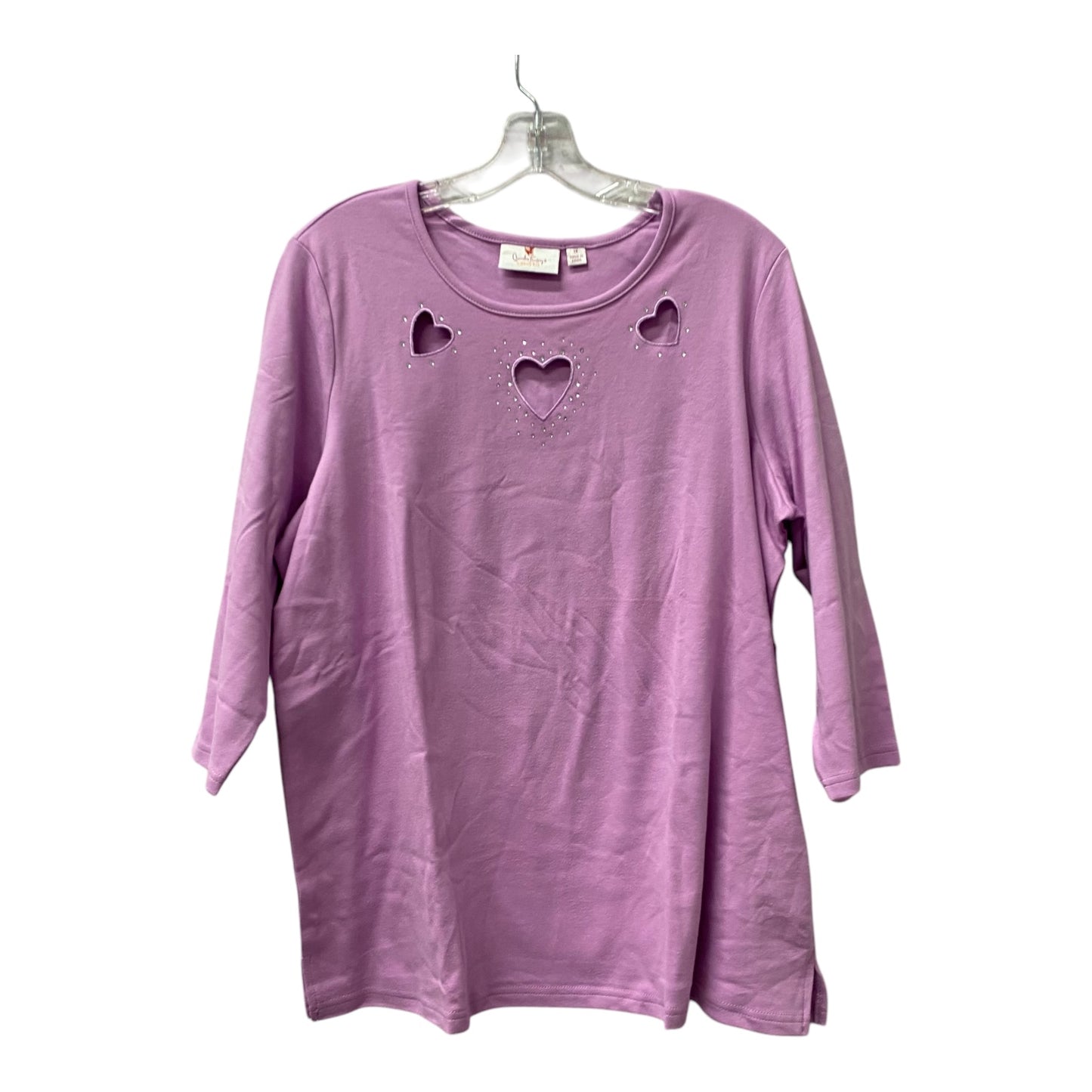 Top 3/4 Sleeve Basic By Quaker Factory In Purple, Size:1X