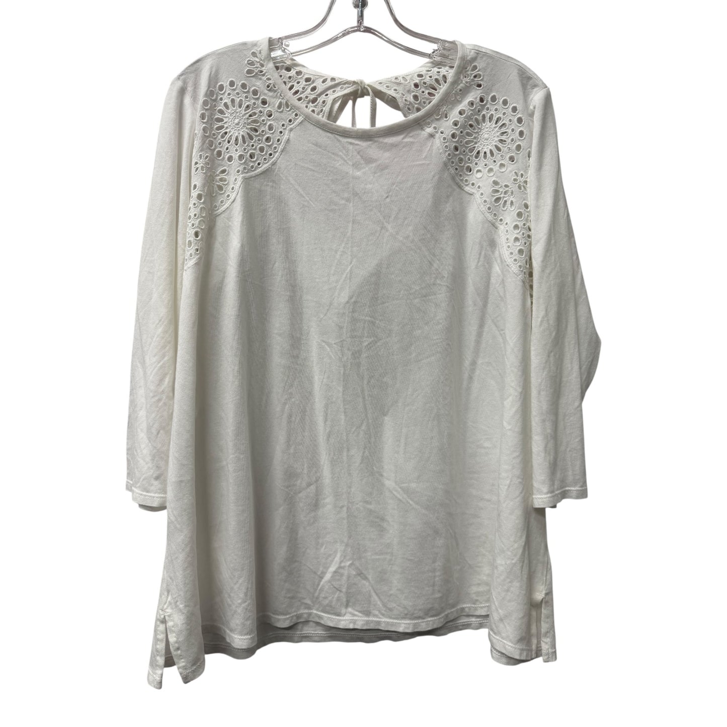 Top 3/4 Sleeve By J. Jill In White, Size:1X