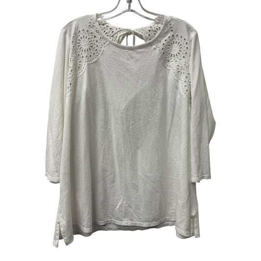 Top 3/4 Sleeve By J. Jill In White, Size:1X