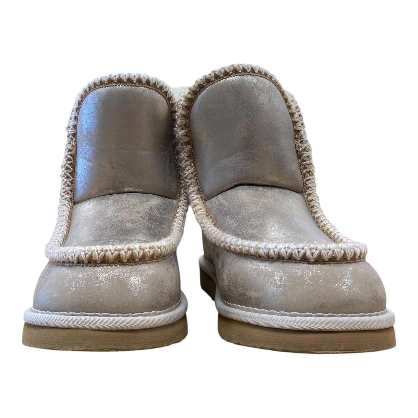 Boots Ankle Flats By Crown Vintage In Gold, Size:8.5