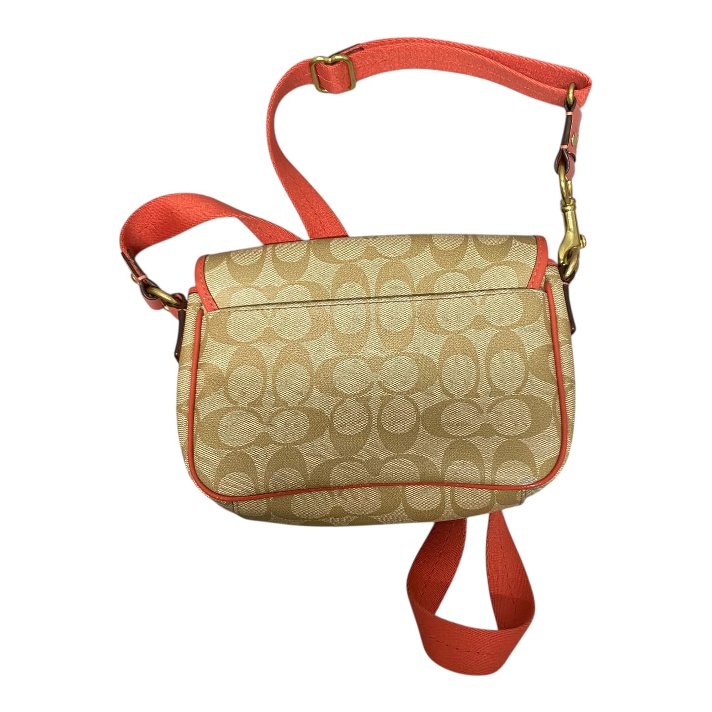 Crossbody Designer By Coach In Orange & Tan, Size:Medium