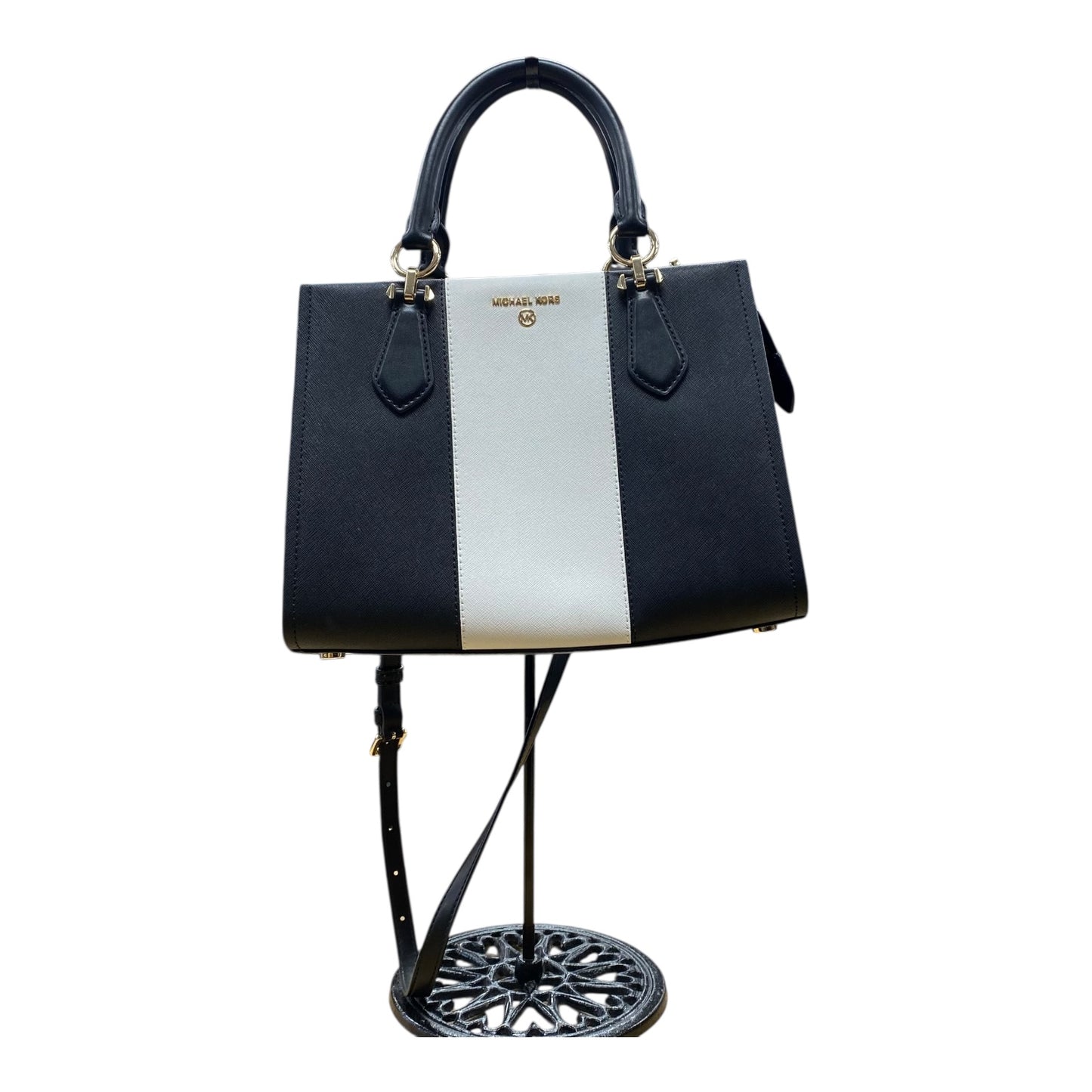 Handbag Designer By Michael Kors In Black & White, Size:Medium