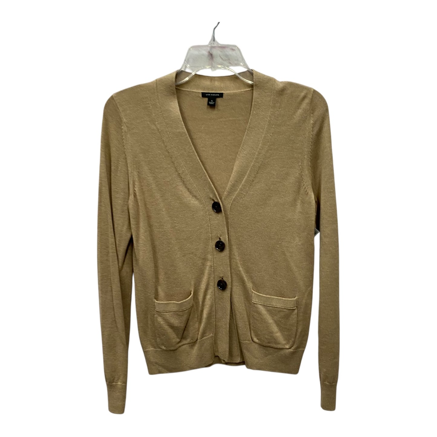 Sweater Cardigan By Ann Taylor In Tan, Size:S