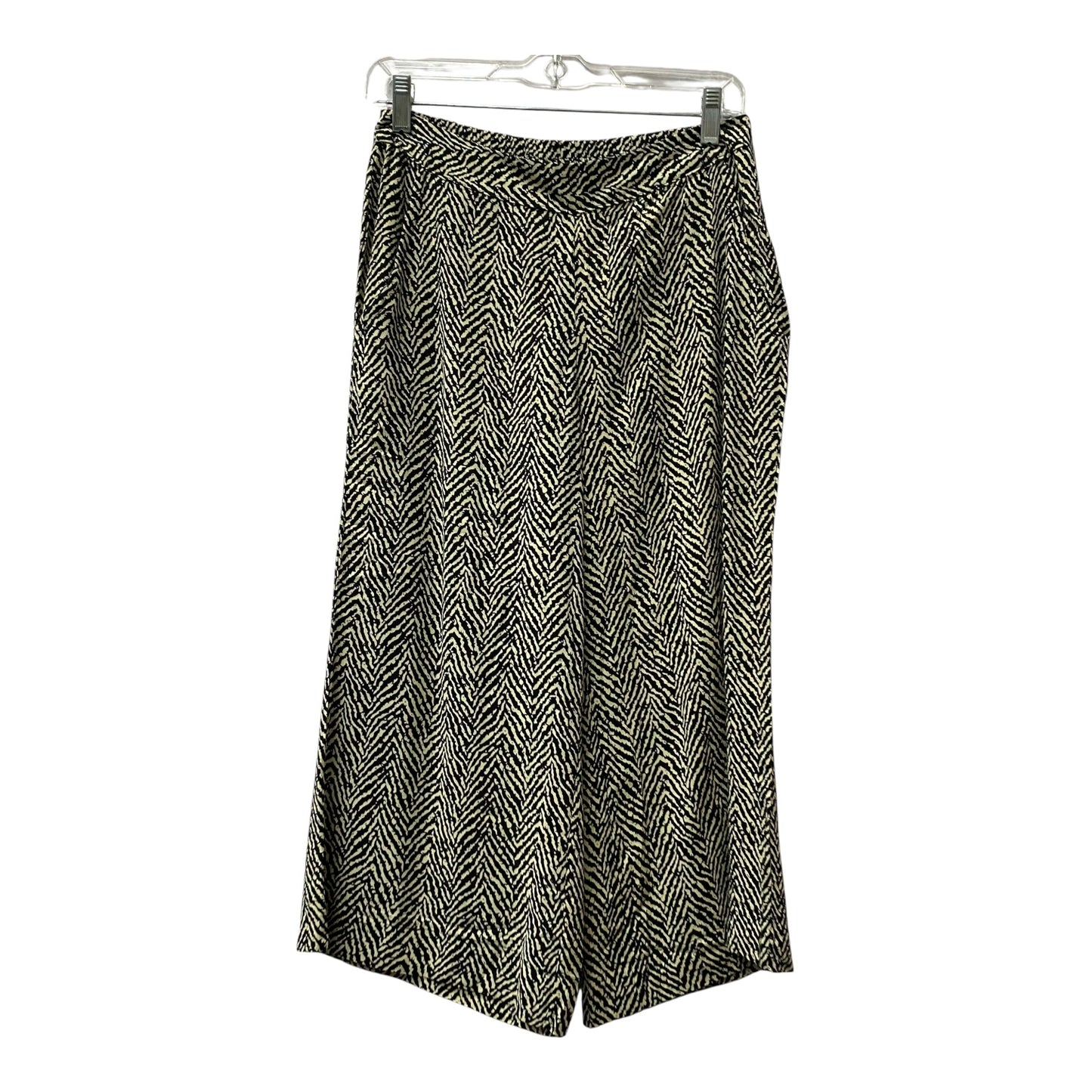 Pants Cropped By Solitaire In Black & Cream, Size:6