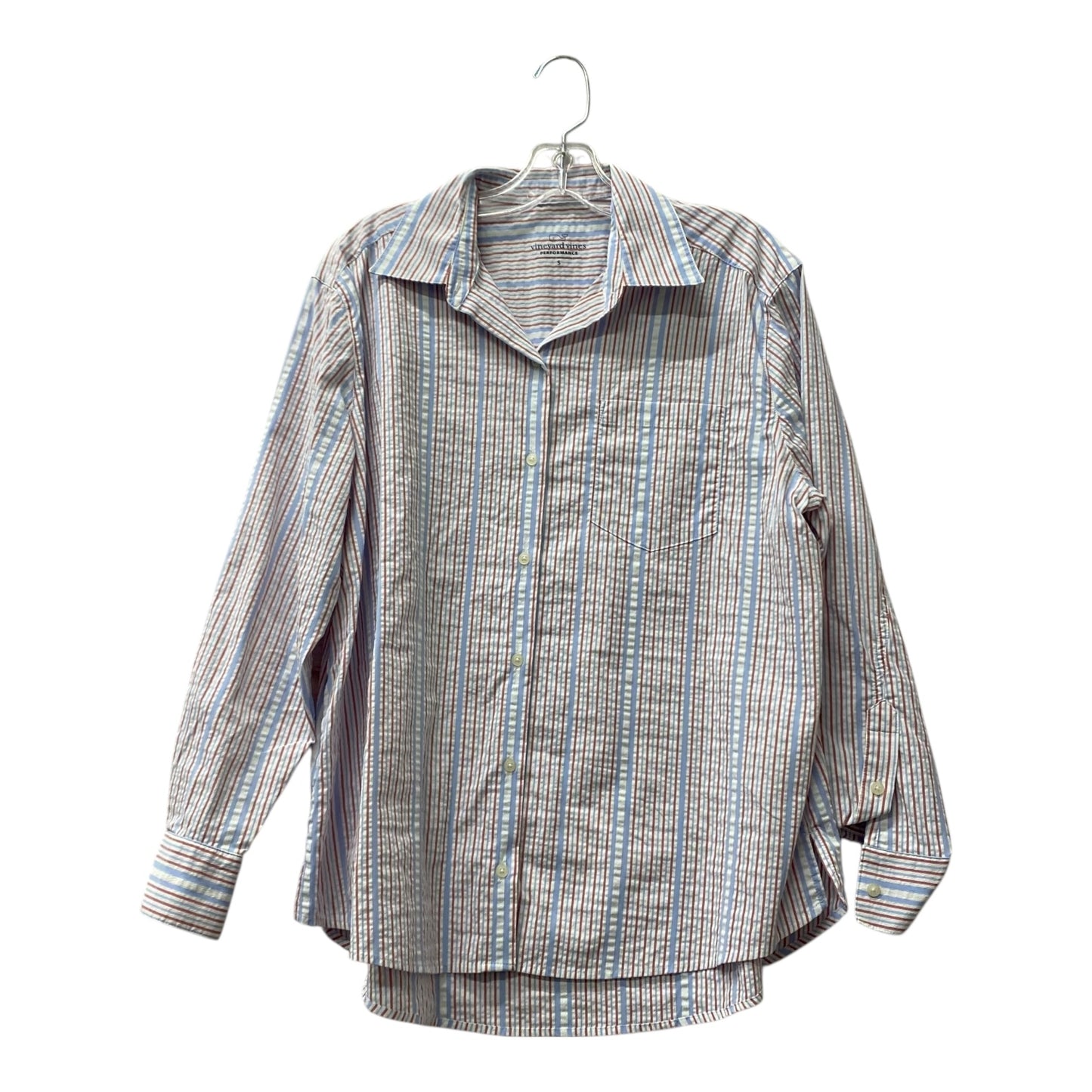 Blouse Ls By Vineyard Vines In Blue & Red, Size:S