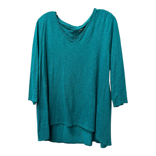 Top 3/4 Sleeve By Chicos In Green, Size:Xl