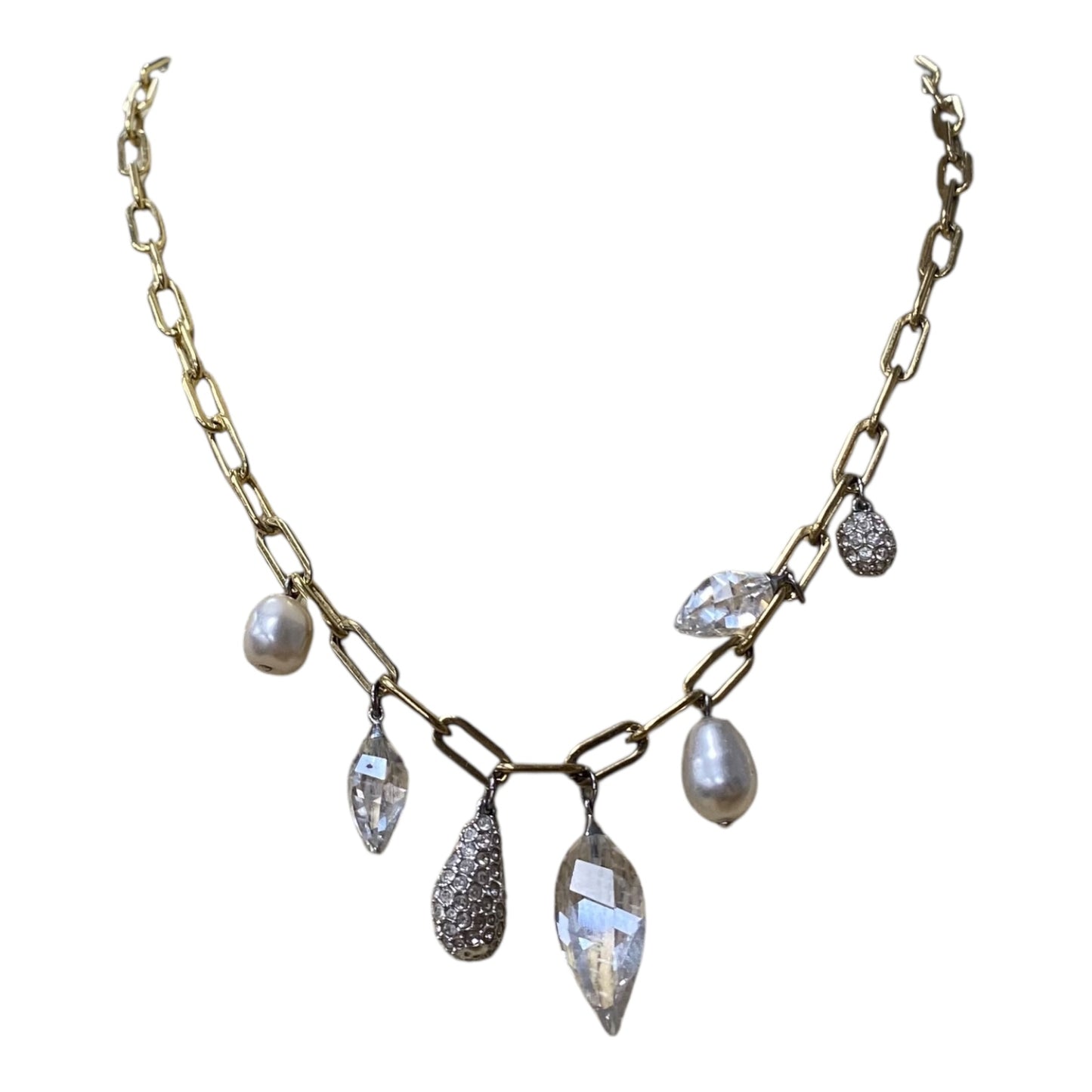 Necklace Designer By Swarovski In Gold & White