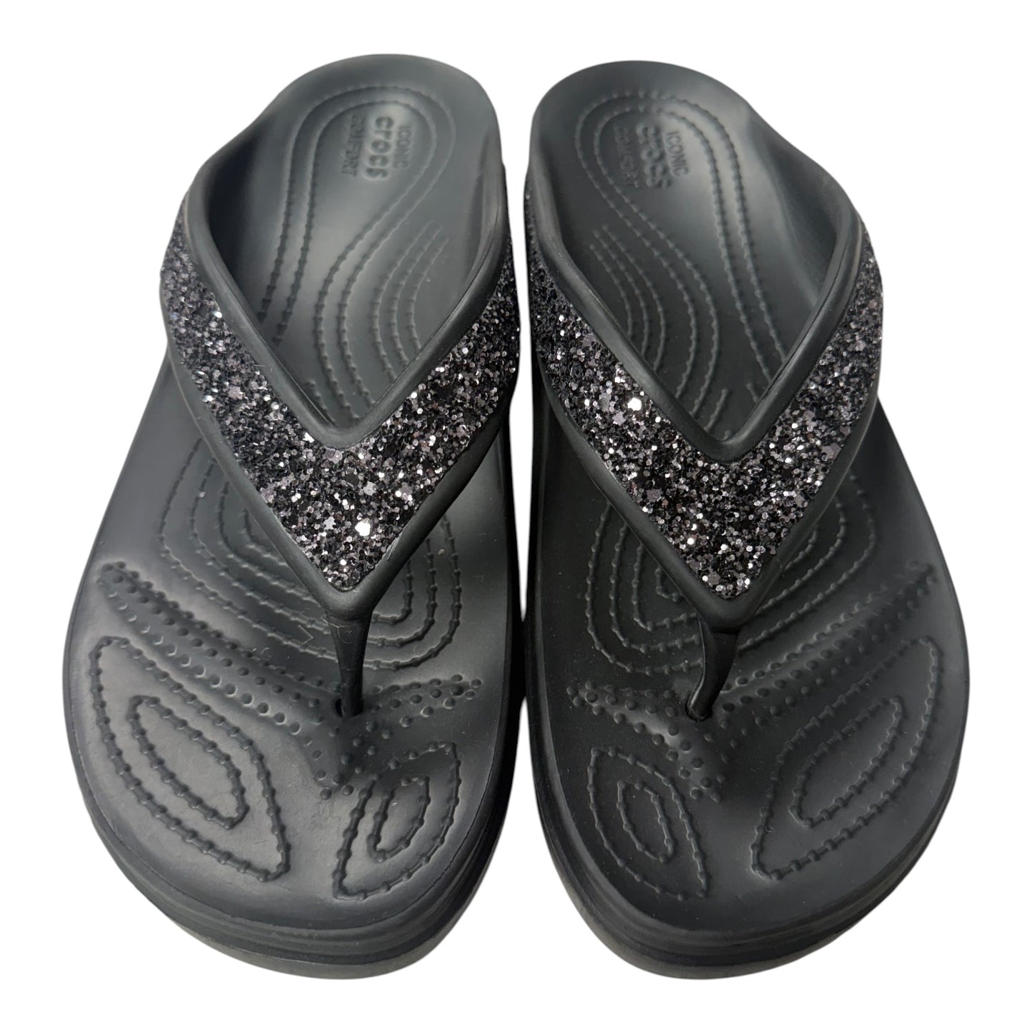 Sandals Flip Flops By Crocs In Black, Size:10