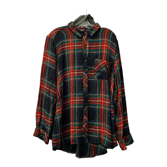 Top Ls By Beachlunchlounge In Plaid Pattern, Size:2X