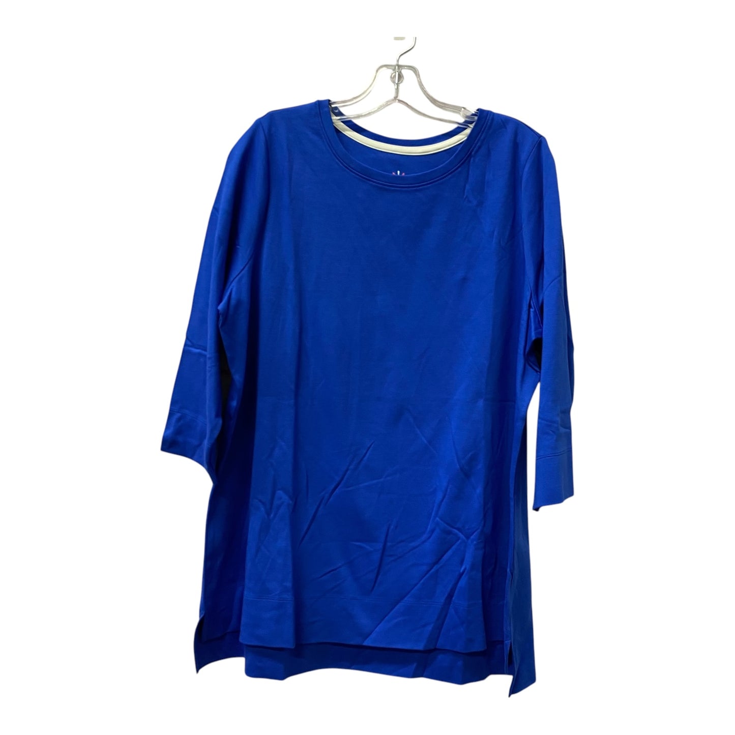 Top 3/4 Sleeve Basic By Isaac Mizrahi Live Qvc In Blue, Size:1X