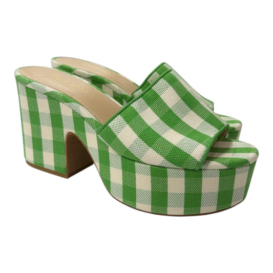Sandals Designer By Kate Spade In Green & White, Size:7.5