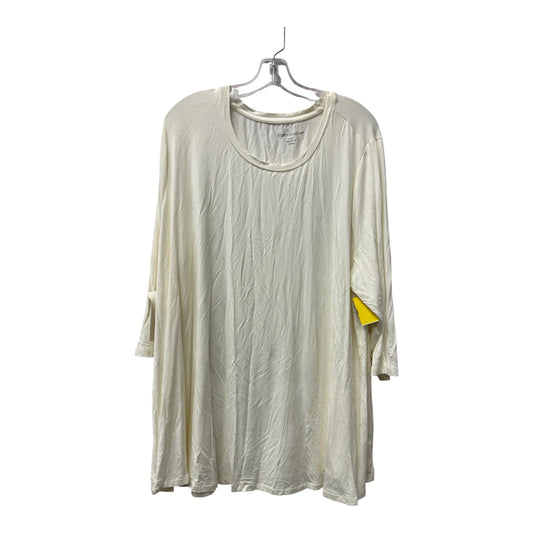 Top 3/4 Sleeve Basic By Jessica London In Ivory, Size:3X