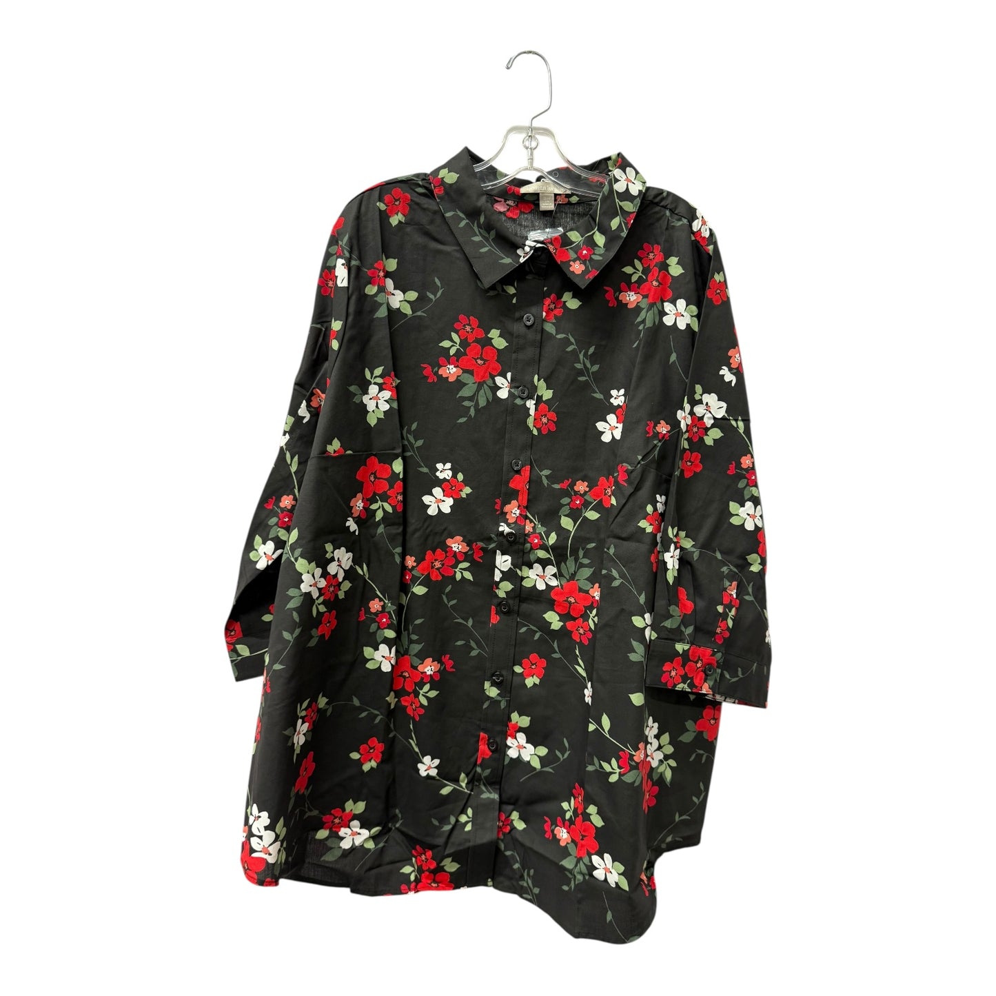 Top Ls By Woman Within In Black & Red, Size:2X