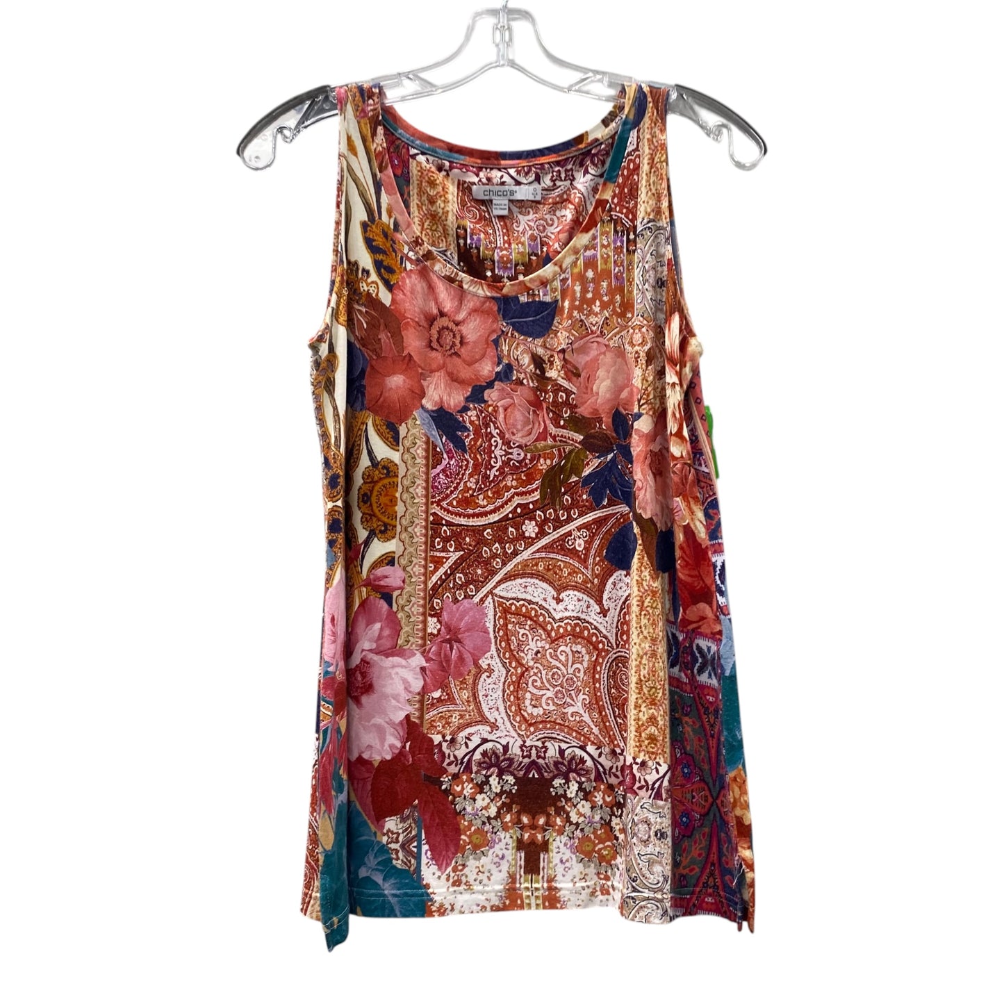 Top Sleeveless By Chicos In Orange, Size:S