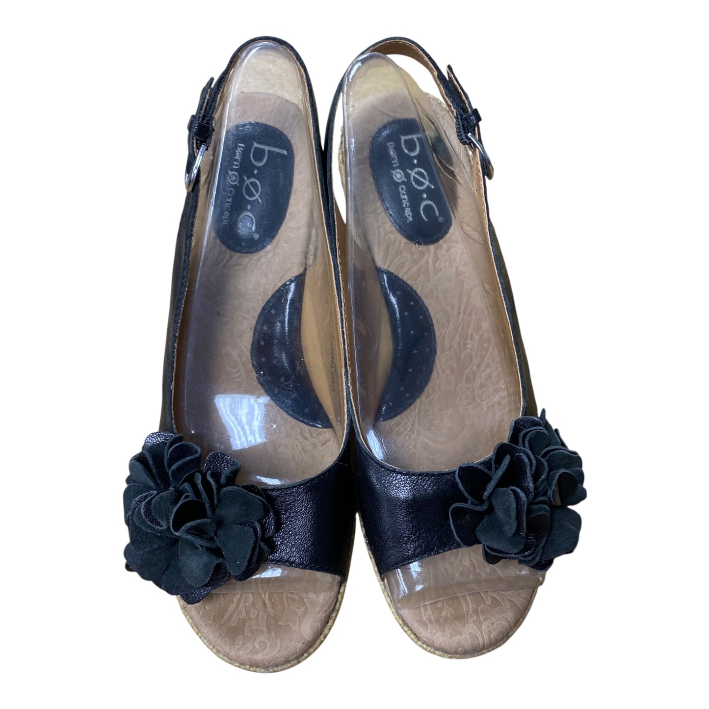 Sandals Heels Wedge By Boc In Black, Size:8