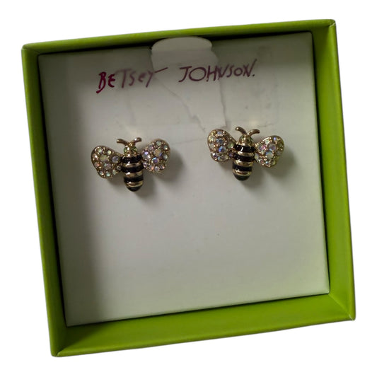 Earrings Stud By Betsey Johnson In Black & Gold