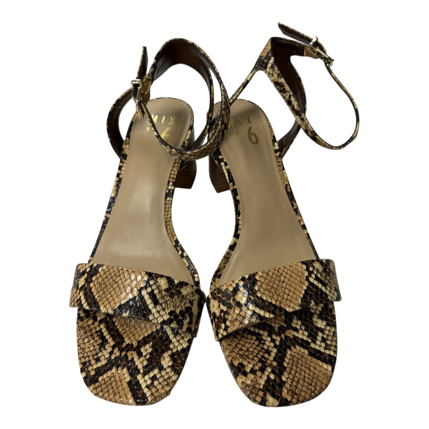 Sandals Heels Block By Mix No 6 In Snakeskin Print, Size:8