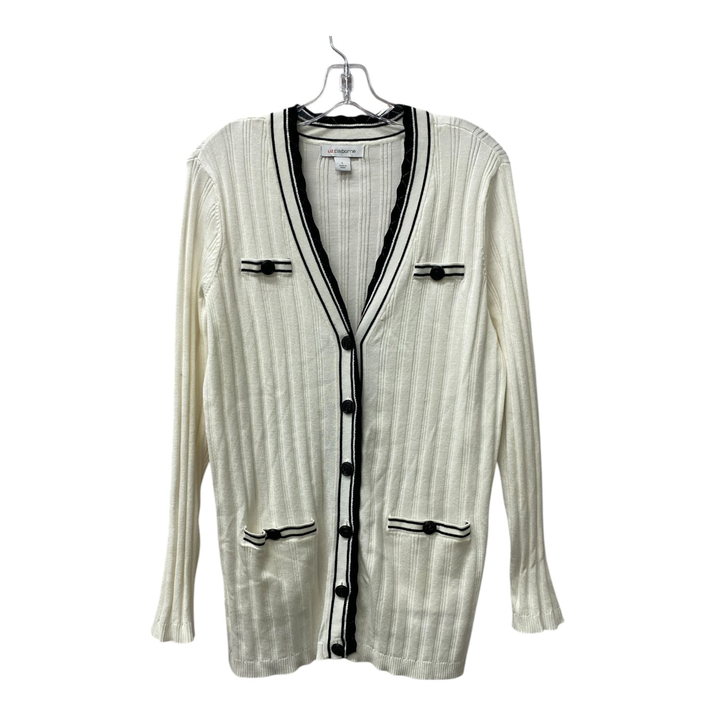 Sweater Cardigan By Liz Claiborne In White, Size:L
