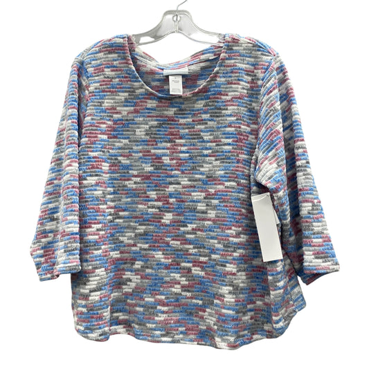 Top 3/4 Sleeve By Alfred Dunner In Blue & Pink, Size:Lp