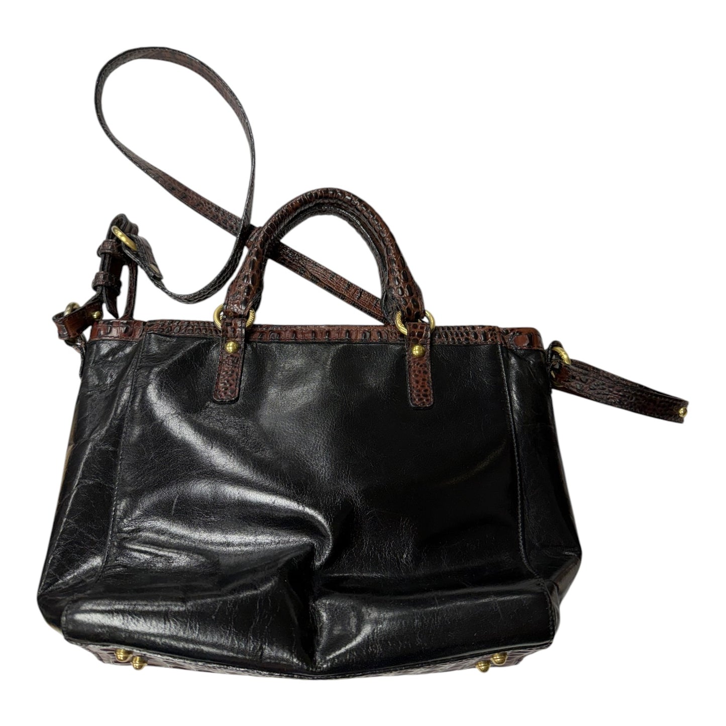 Handbag Designer By Brahmin In Black & Brown, Size:Medium