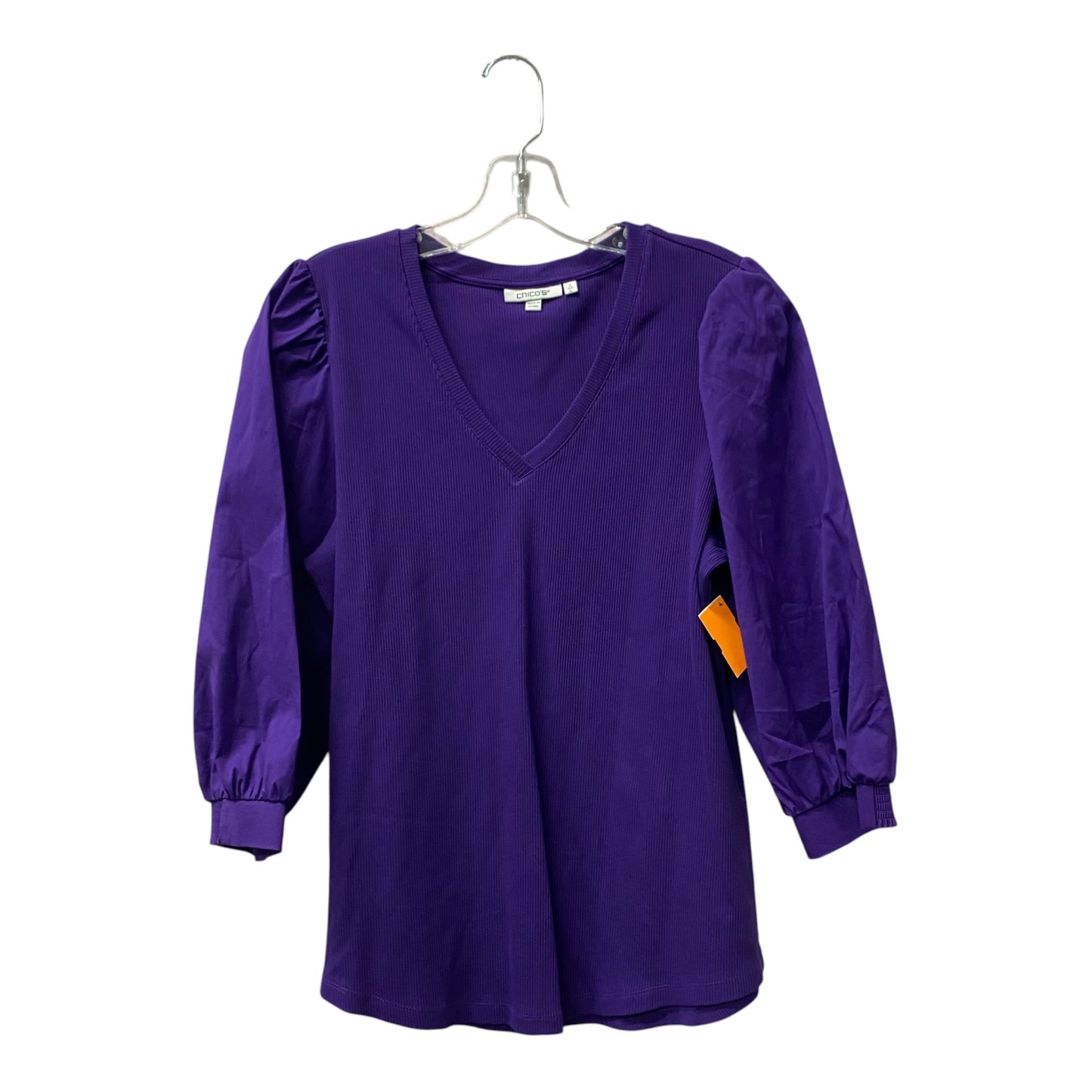 Top 3/4 Sleeve By Chicos In Purple, Size:L