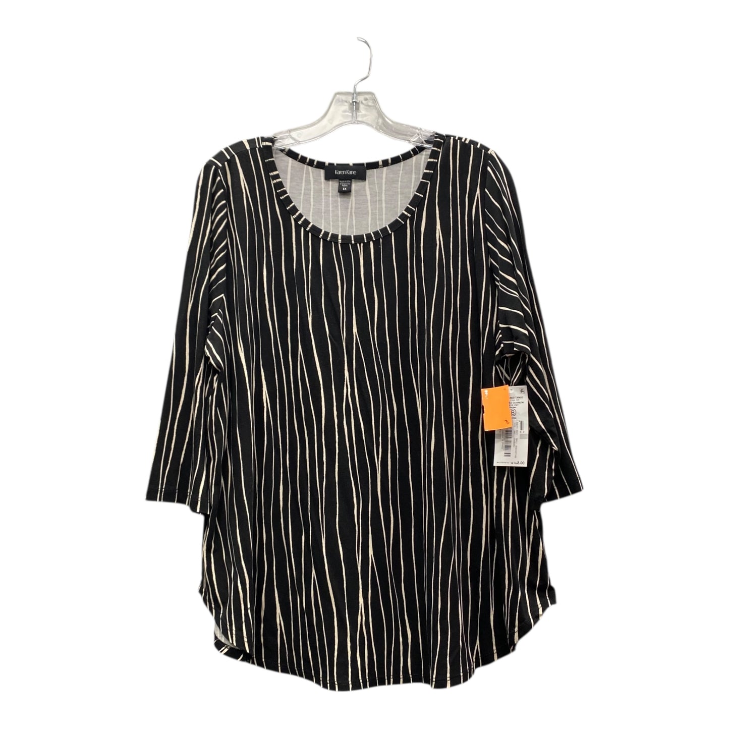 Top 3/4 Sleeve By Karen Kane In Black & White, Size:1X