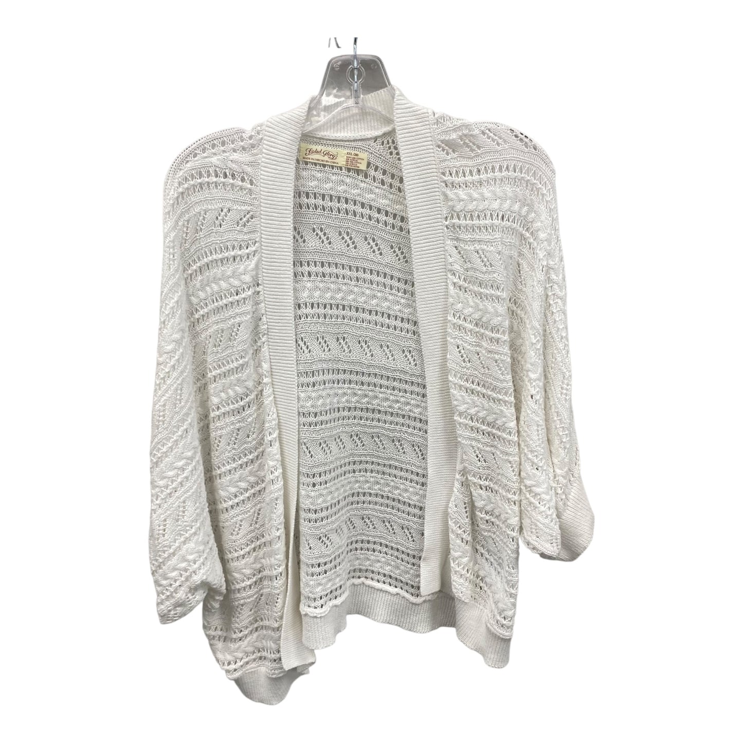 Cardigan By Faded Glory In White, Size:1X