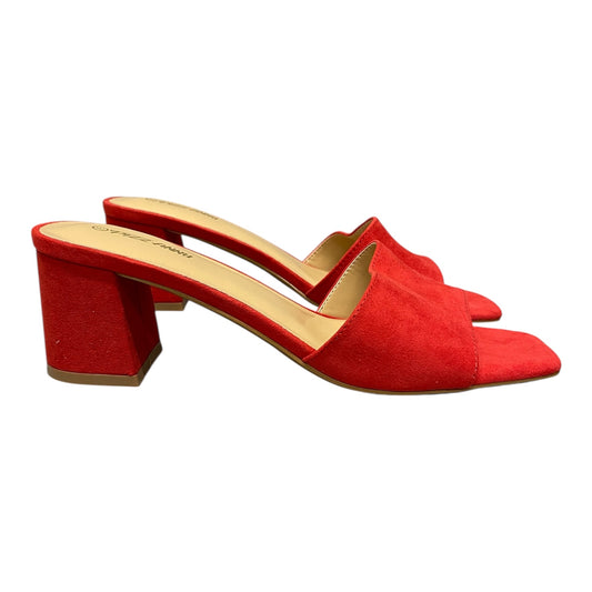 Sandals Heels Block By Cme In Red, Size:8