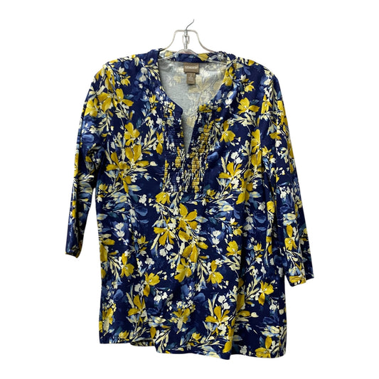 Top Ls By Chicos In Blue & Yellow, Size:L