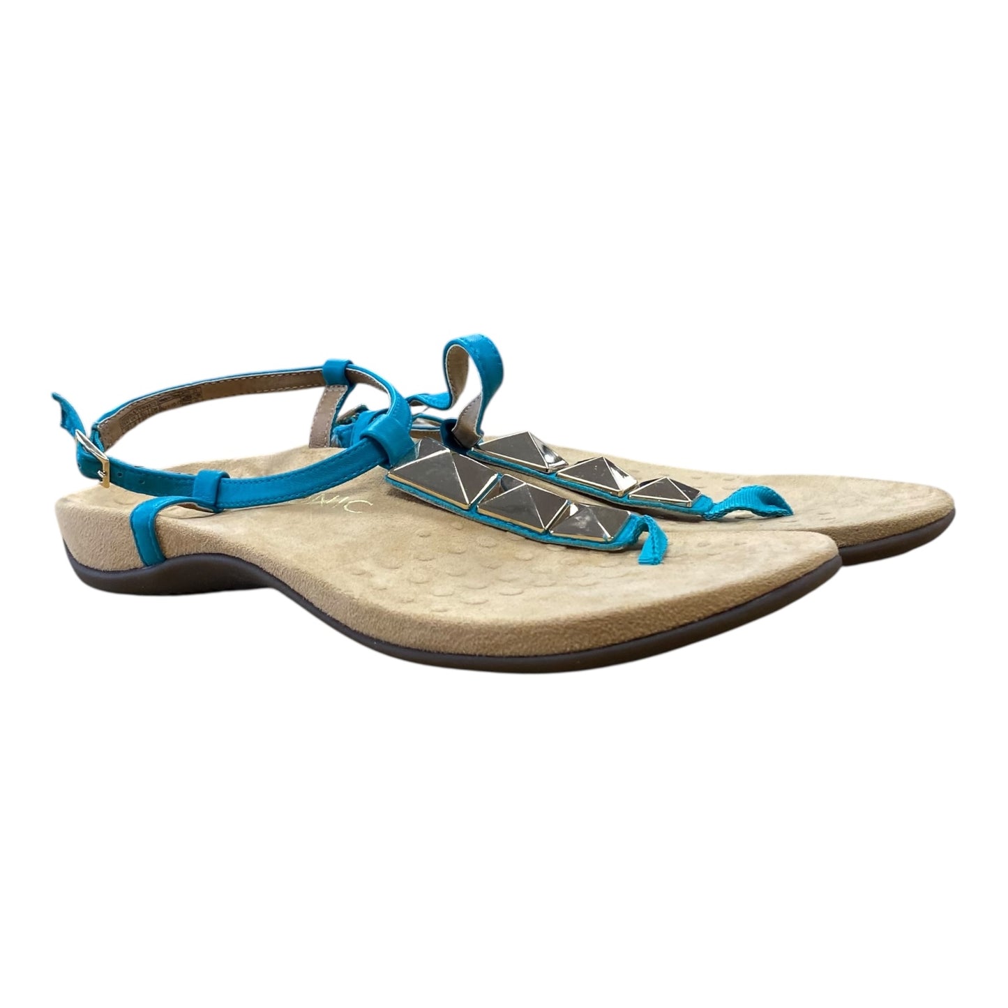 Sandals Flats By Vionic In Teal, Size:10