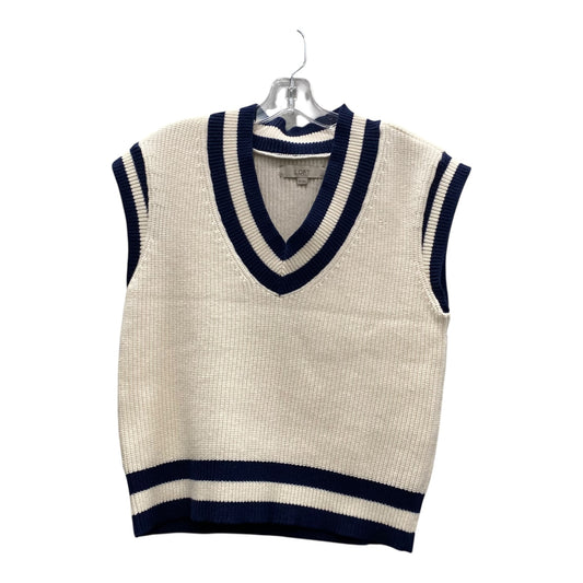 Vest Sweater By Loft In Blue & White, Size:Xs