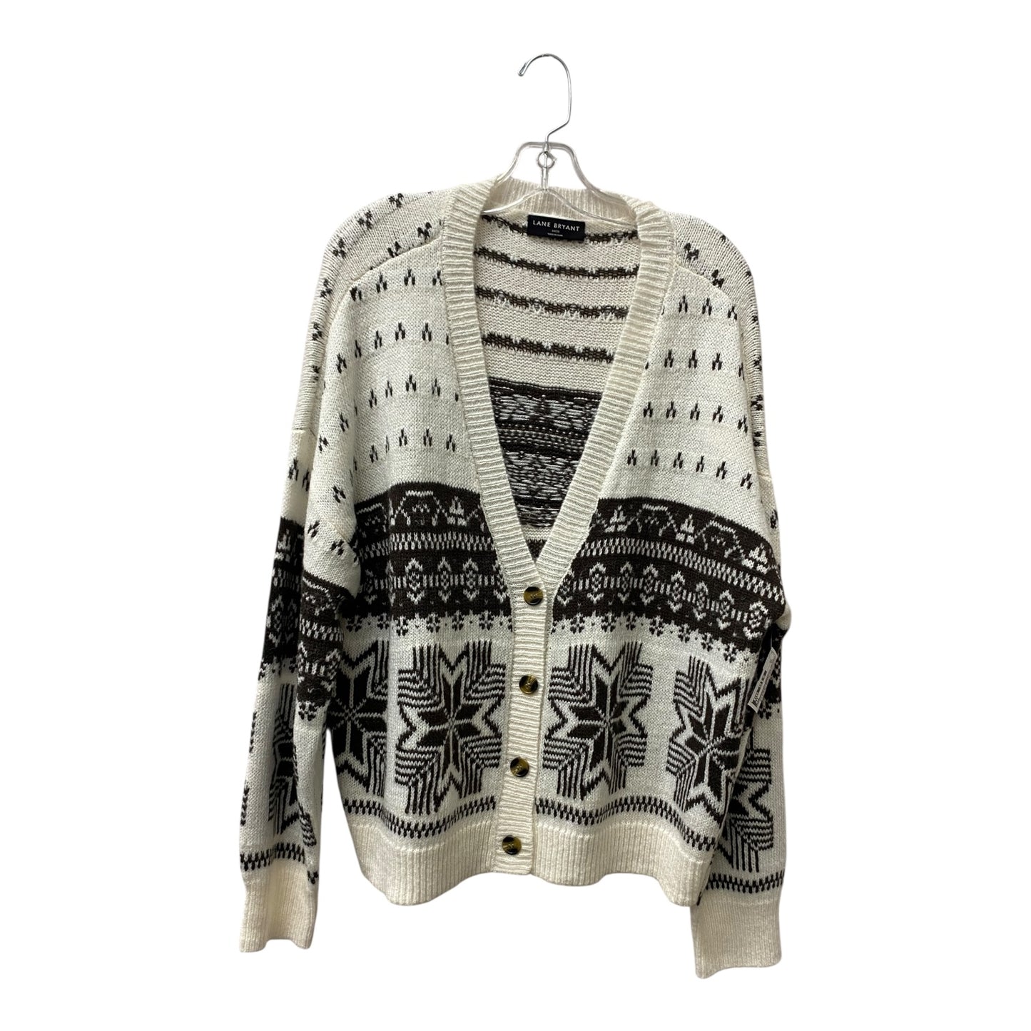 Sweater Cardigan By Lane Bryant In White, Size:1X
