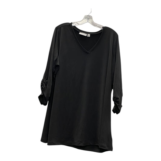 Top 3/4 Sleeve By Susan Graver In Black, Size:1X
