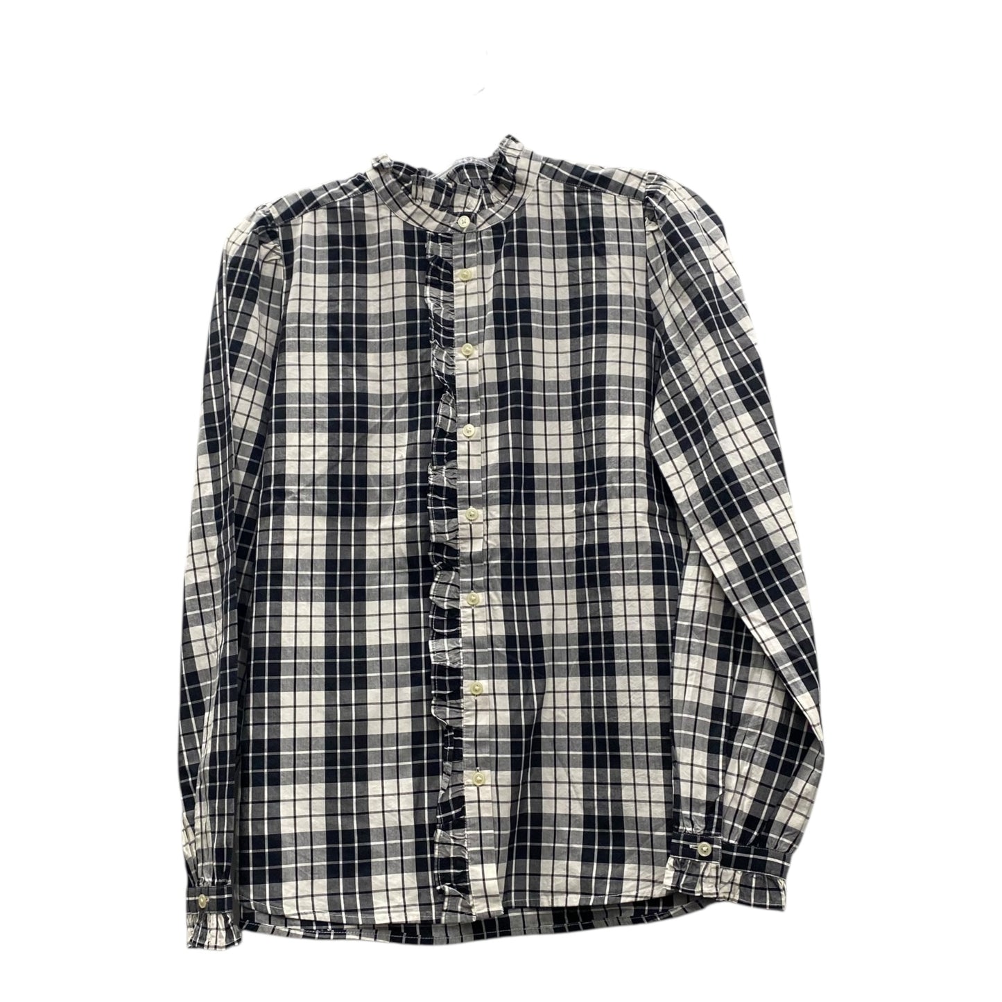 Blouse Ls By Loft In Black & White, Size:Xs