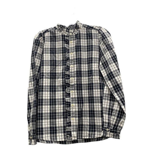 Blouse Ls By Loft In Black & White, Size:Xs