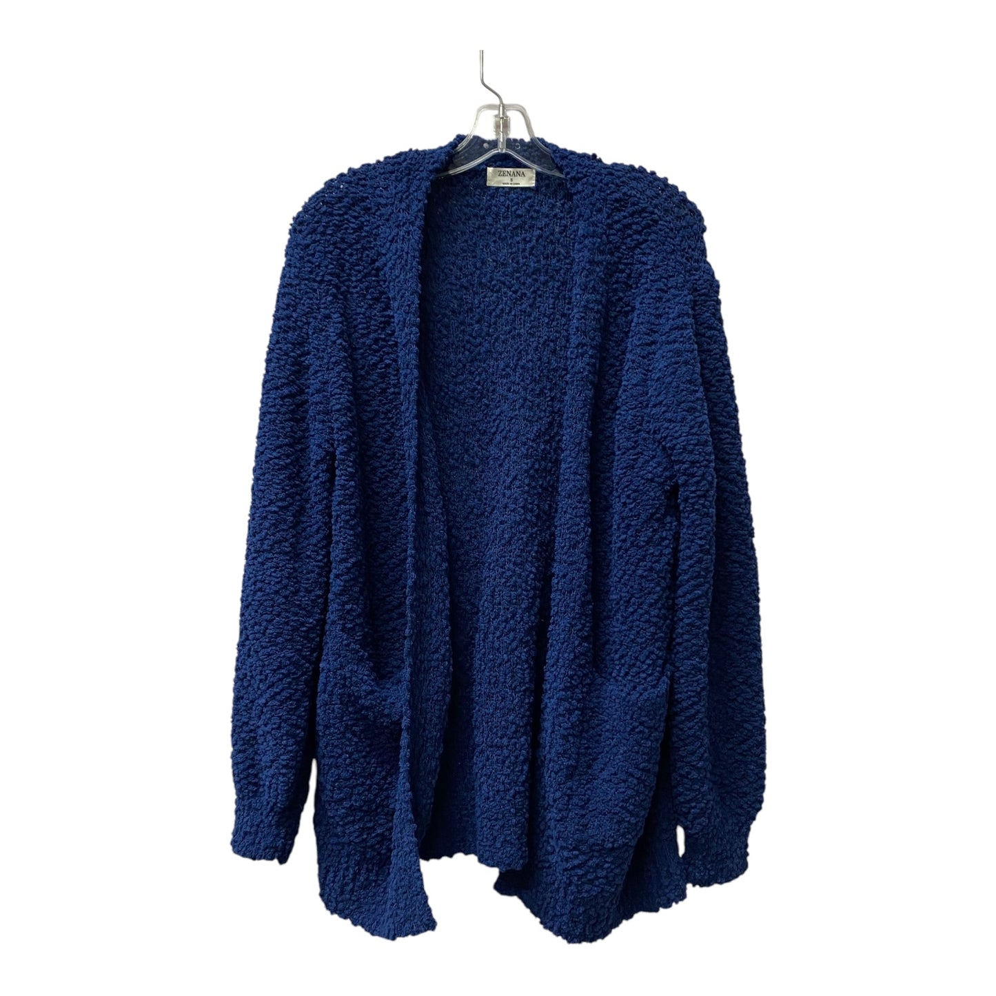 Sweater Cardigan By Zenana Outfitters In Blue, Size:S