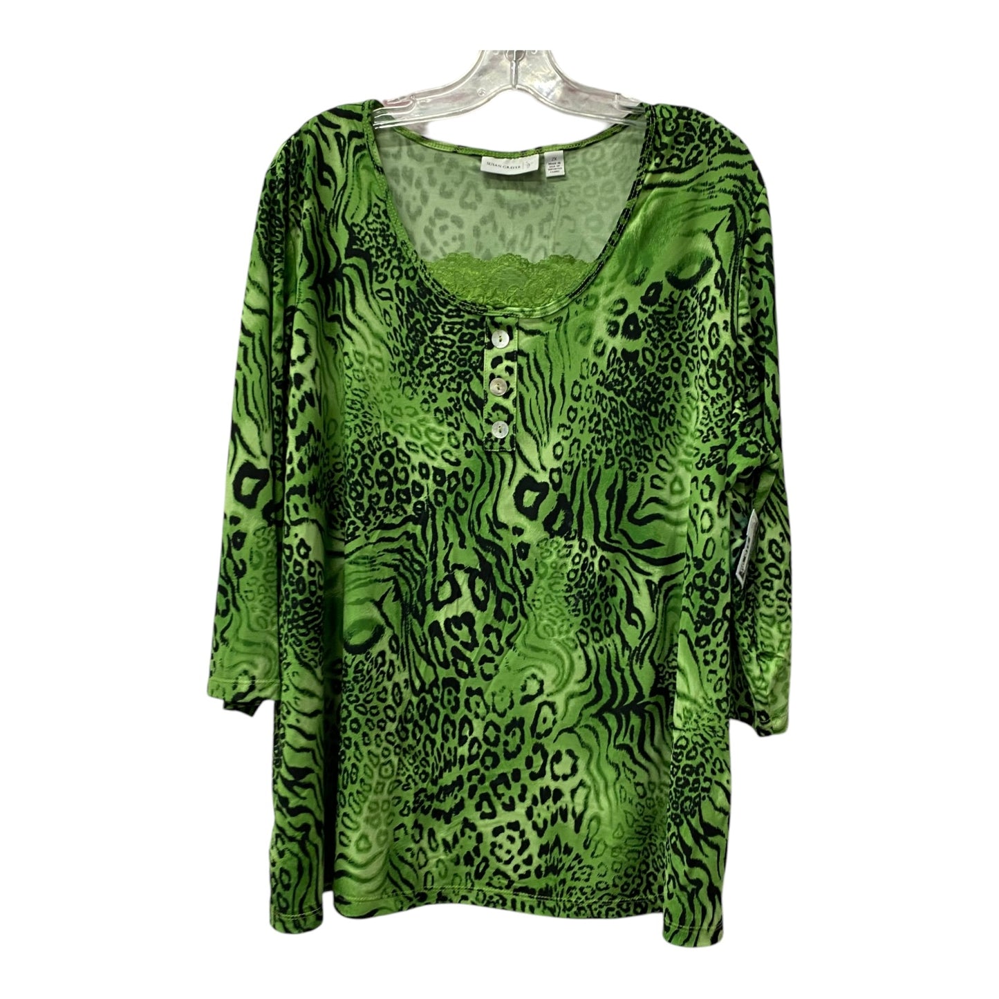 Top Ls By Susan Graver In Green, Size:2X