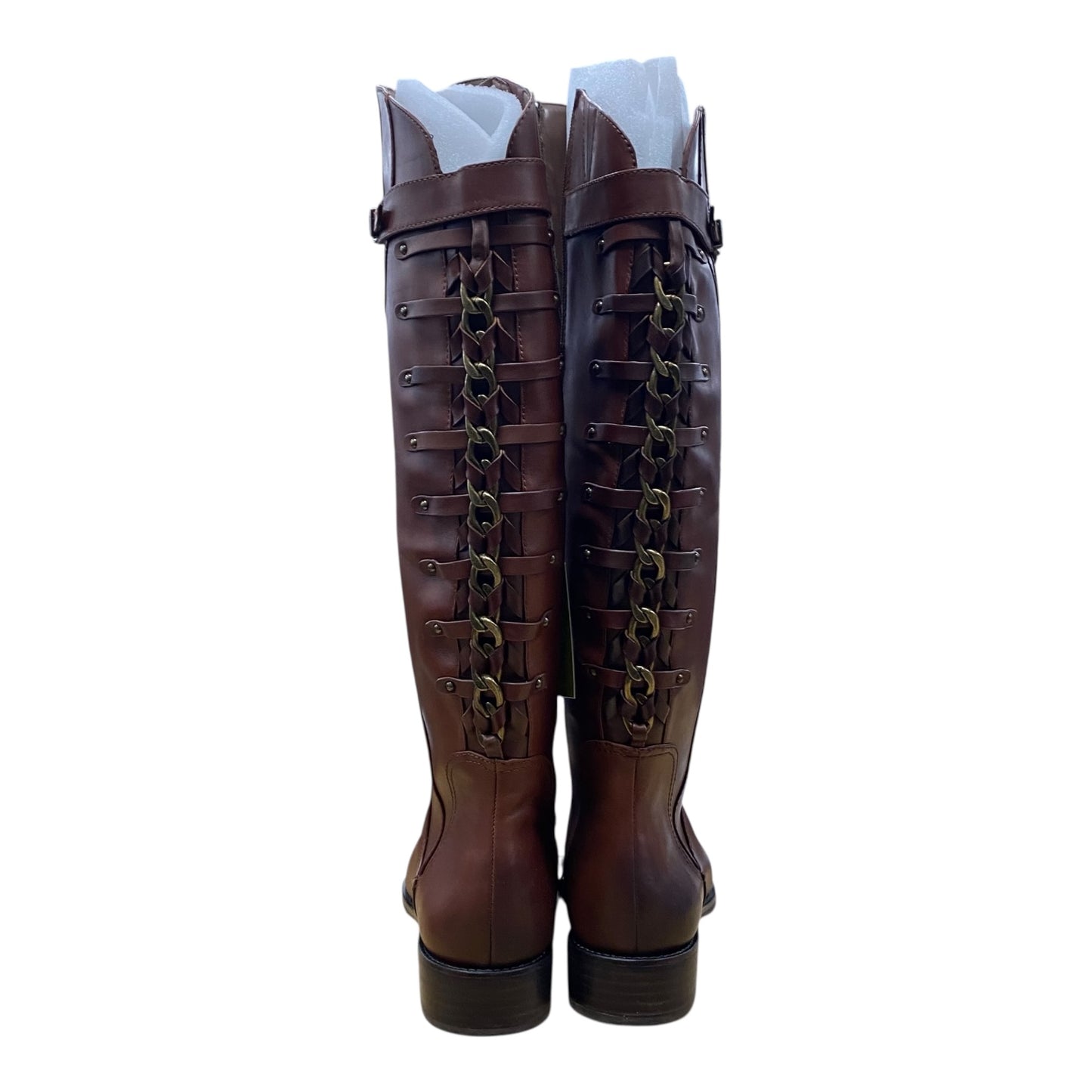 Boots Knee Flats By Gianni Bini In Tan, Size:12