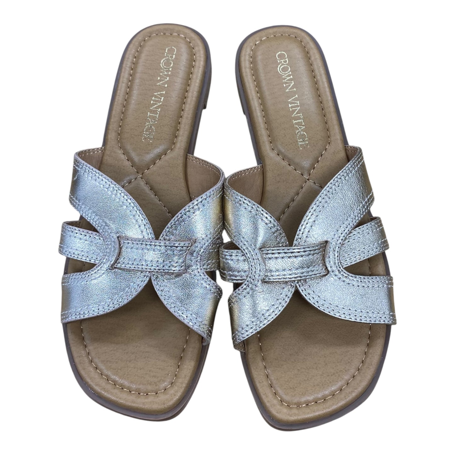 Sandals Flats By Crown Vintage In Gold, Size: 8.5
